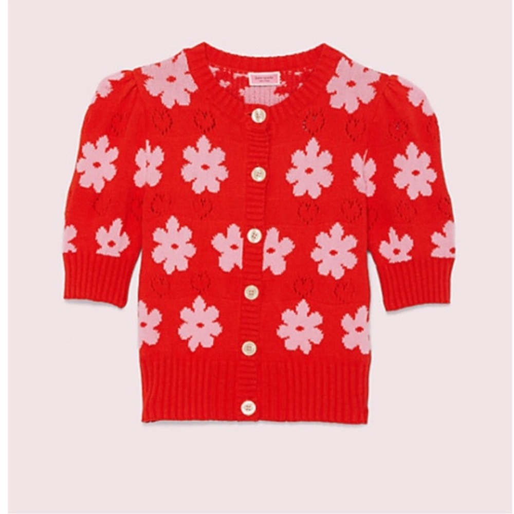Kate Spade Red and Pink Floral Cardigan